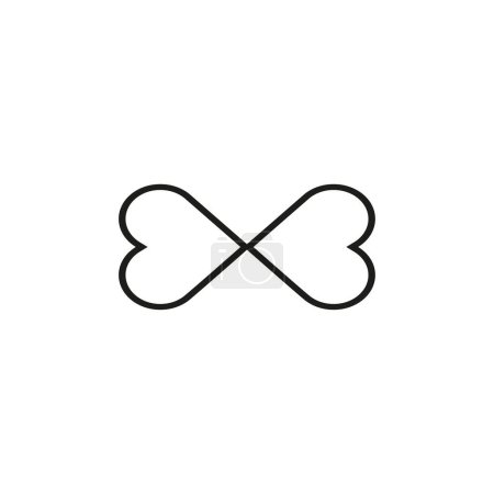 Téléchargez les illustrations : Illustration vectorielle de l'icône coeur noir et blanc. signe et symbole coeur icône infinité - en licence libre de droit