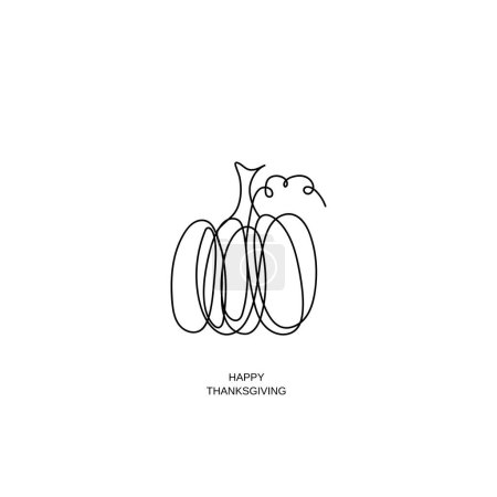 Illustration for Happy thanksgiving. line drawing with pumpkin - Royalty Free Image