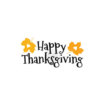 Photo for Happy thanksgiving lettering with leaves. hand drawn calligraphy. vector illustration - Royalty Free Image