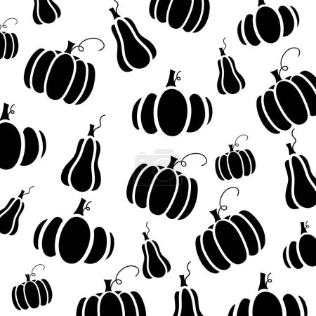 Illustration for Black and white halloween pumpkins seamless pattern for wrapping paper and fabrics and packaging print. print and clothes design. high quality illustration - Royalty Free Image