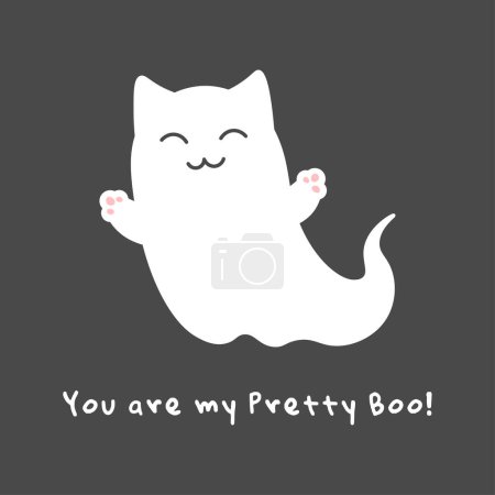 Ilustración de Bonito dibujo animado fantasma. lindo gato. - Imagen libre de derechos