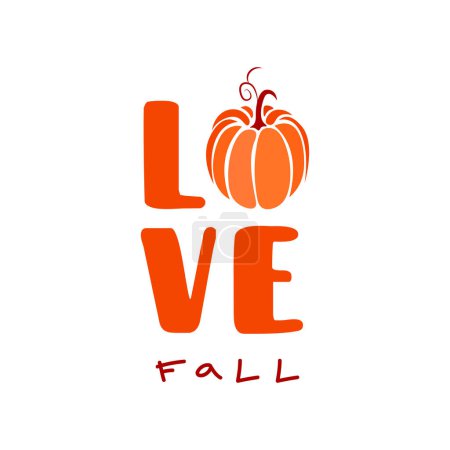 Illustration for Love Fall lettering. hand drawn vector illustration. - Royalty Free Image