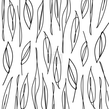 Ilustración de Patrón sin costura vectorial con hojas de garabato - Imagen libre de derechos