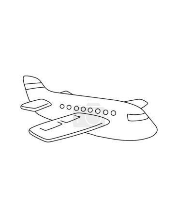 Photo for Passenger Airplane Coloring Page Transportation theme simple black and white drawing for print. - Royalty Free Image