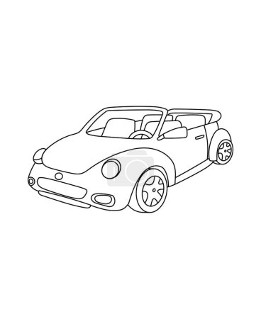 Ilustración de Cabriolet coche para colorear página Transporte tema simple dibujo en blanco y negro para imprimir. - Imagen libre de derechos