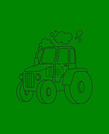 Tractor Coloring Page Transportation theme simple black and white drawing for print.
