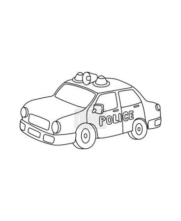 Photo for Police Car Coloring Page Transportation theme simple black and white drawing for print. - Royalty Free Image