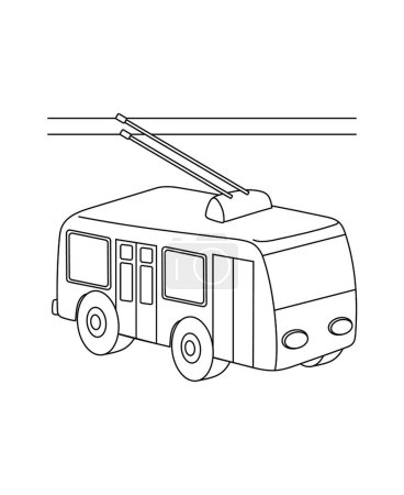 Photo for Trolleybus Coloring Page Transportation theme simple black and white drawing for print. - Royalty Free Image