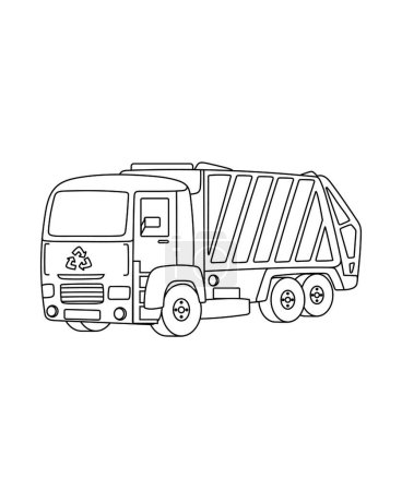 Photo for Service Car Trash Truck Coloring Page Transportation theme simple black and white drawing for print. - Royalty Free Image