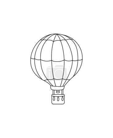 Photo for Air Baloon Coloring Page Transportation theme simple black and white drawing for print. - Royalty Free Image
