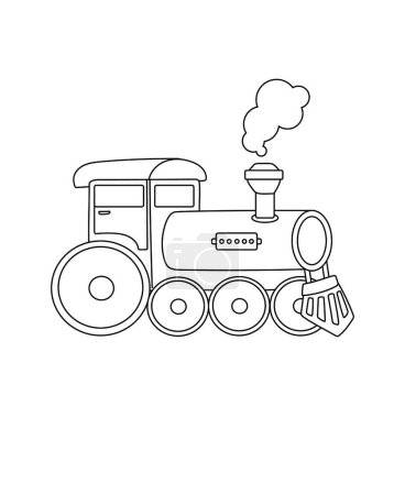 Photo for Steam Train Coloring Page Transportation theme simple black and white drawing for print. - Royalty Free Image