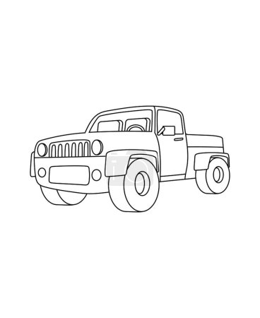 Photo for Pickup Car Coloring Page Transportation theme simple black and white drawing for print. - Royalty Free Image