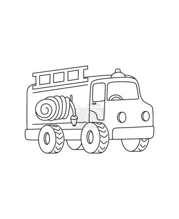 Photo for Fire Truck Coloring Page Transportation theme simple black and white drawing for print. - Royalty Free Image