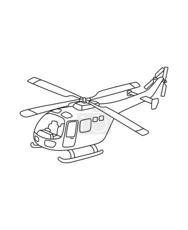 Photo for Helicopter Coloring Page Transportation theme simple black and white drawing for print. - Royalty Free Image