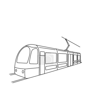 Photo for Tram Coloring Page Transportation theme simple black and white drawing for print. - Royalty Free Image