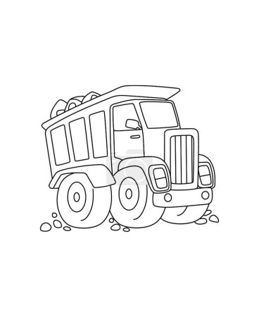 Photo for Building Truck Coloring Page Transportation theme simple black and white drawing for print. - Royalty Free Image