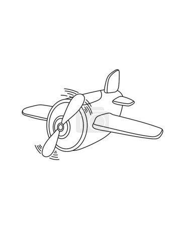Photo for Plane Coloring Page Transportation theme simple black and white drawing for print. - Royalty Free Image