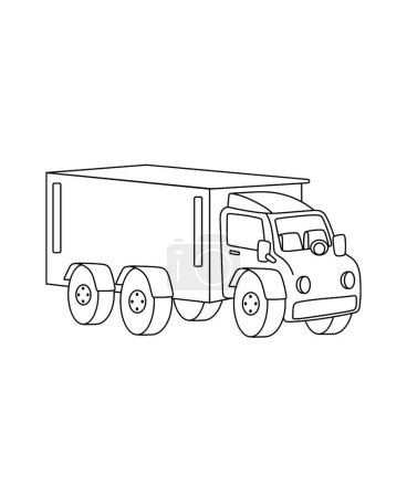 Photo for Transport Truck Coloring Page Transportation theme simple black and white drawing for print. - Royalty Free Image