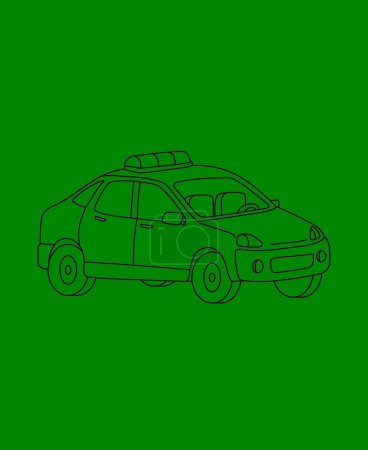 Photo for Police Service Car Coloring Page Transportation theme simple black and white drawing for print. - Royalty Free Image