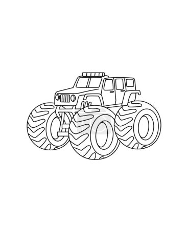 Photo for Monster Truck Coloring Page Transportation theme simple black and white drawing for print. - Royalty Free Image