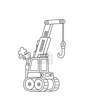 Photo for Digger Tractor Coloring page Transportation theme simple black and white drawing for print. - Royalty Free Image