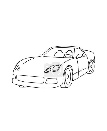 Photo for Fancy Sport Car Coloring Page Transportation theme simple black and white drawing for print. - Royalty Free Image