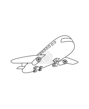 Photo for Airplane Coloring Page Transportation theme simple black and white drawing for print. - Royalty Free Image