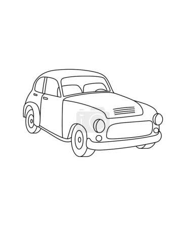 Photo for Vintage Car Coloring page Transportation theme simple black and white drawing for print. - Royalty Free Image