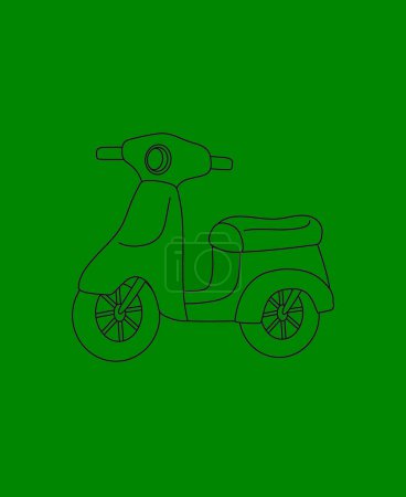 Photo for Scooter Coloring page Transportation theme simple black and white drawing for print. - Royalty Free Image