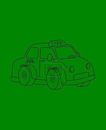 Photo for Taxi Cab Car Coloring page Transportation theme simple black and white drawing for print. - Royalty Free Image