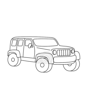 Photo for SUV Car Coloring Page Transportation theme simple black and white drawing for print. - Royalty Free Image