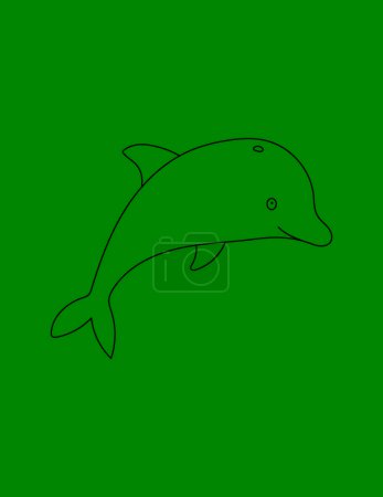 Photo for Dolphin Coloring Page for Print. Underwater animals and Ocean Life Creatures. - Royalty Free Image