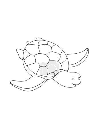 Photo for Cute Turtle Coloring Page for Print. Underwater animals and Ocean Life Creatures. - Royalty Free Image