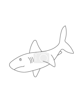 Photo for Shark Fish Coloring Page for Print. Underwater animals and Ocean Life Creatures. - Royalty Free Image