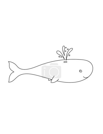 Photo for Happy Whale Coloring Page for Print. Underwater animals and Ocean Life Creatures. - Royalty Free Image