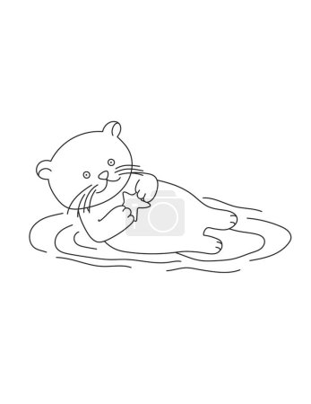Photo for Cute Otter Coloring Page for Print. Underwater animals and Ocean Life Creatures. - Royalty Free Image