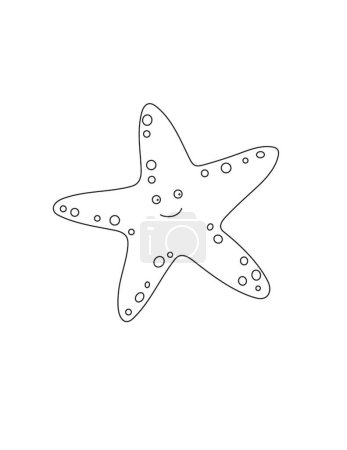 Photo for Sea Star Coloring Page for Print. Underwater animals and Ocean Life Creatures. - Royalty Free Image