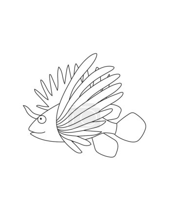 Photo for Fantastic Fish Coloring Page for Print. Underwater animals and Ocean Life Creatures. - Royalty Free Image