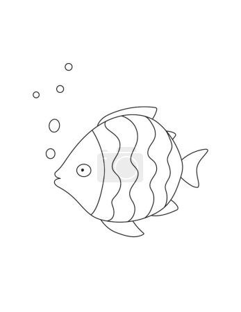 Photo for Sea Fish Coloring Page for Print. Underwater animals and Ocean Life Creatures. - Royalty Free Image