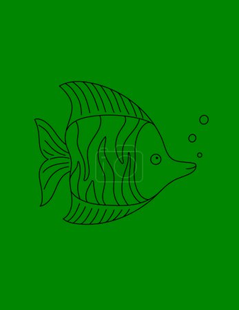 Photo for Ocean Fish Coloring Page for Print. Underwater animals and Ocean Life Creatures. - Royalty Free Image