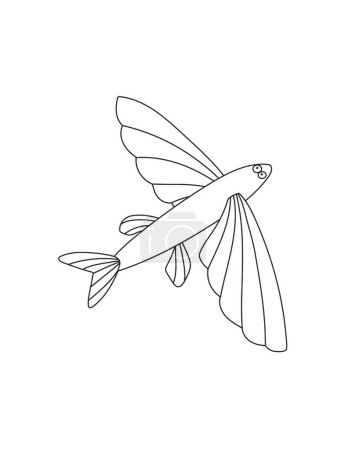 Photo for Flying Fish Coloring Page for Print. Underwater animals and Ocean Life Creatures. - Royalty Free Image