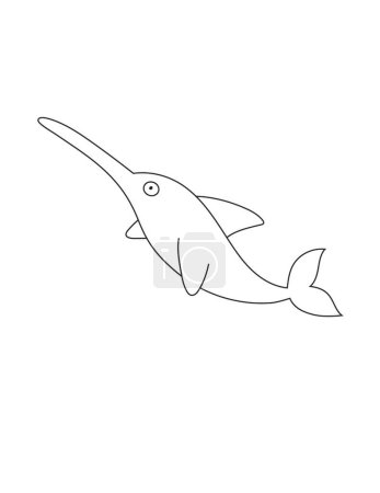 Photo for Swordfish Coloring Page for Print. Underwater animals and Ocean Life Creatures. - Royalty Free Image