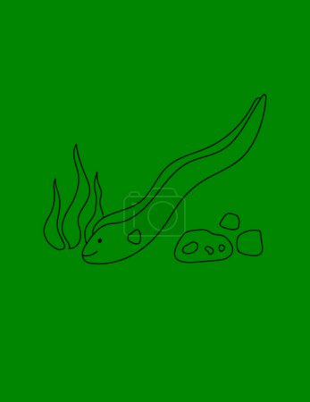 Photo for Eel Coloring Page for Print. Underwater animals and Ocean Life Creatures. - Royalty Free Image