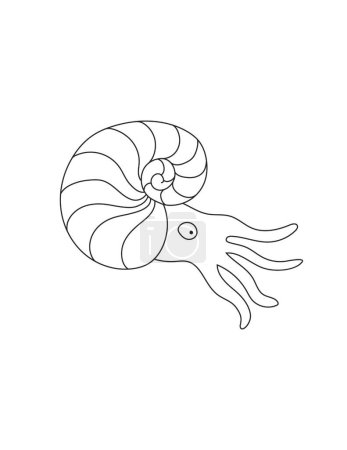 Photo for Nautilus Coloring Page for Print. Underwater animals and Ocean Life Creatures. - Royalty Free Image