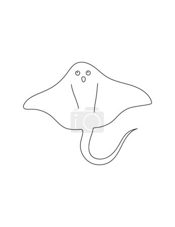 Cute Stingray Coloring Page for Print. Underwater animals and Ocean Life Creatures.