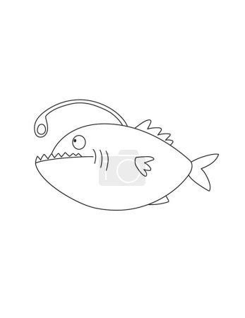 Photo for Angler Fish Coloring Page for Print. Underwater animals and Ocean Life Creatures. - Royalty Free Image