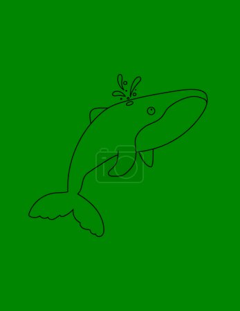 Photo for Whale Coloring Page for Print. Underwater animals and Ocean Life Creatures. - Royalty Free Image