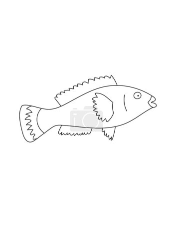 Photo for Cute Fish Coloring Page for Print. Underwater animals and Ocean Life Creatures. - Royalty Free Image