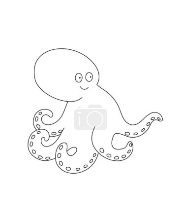 Photo for Octopus Coloring Page for Print. Underwater animals and Ocean Life Creatures. - Royalty Free Image