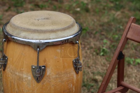 Drum on the wooden table